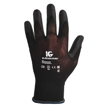 Polyurethane Coated Gloves, Palm Coverage, Black, L, PR