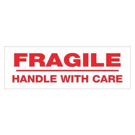 Tape Logic® Pre-Printed Carton Sealing Tape, Fragile Handle With Care, 2.2 Mil, 2 X 110 Yds., Red/White, 18/Case