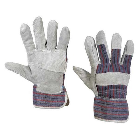 Leather Palm W/Safety Cuff Gloves, XLarge, Gray, 12 Pairs/Case