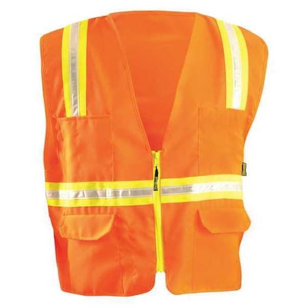 5X Hi-Vis Non-Rated Vest, Orange, Material: Polyester Solid Back/Twill Front