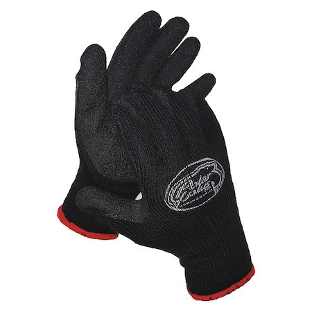 Black Thermal Knit Glove W/ Latex Grip Palm, M,PK12