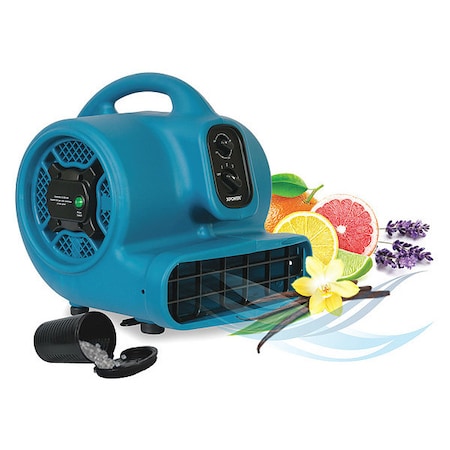 1/3 HP, 2000 CFM, 3.8 Amps, 3 Speeds Scented Air Mover With Negative Ion Generator, Refillable Scent Cartridge And 3-Hour Timer