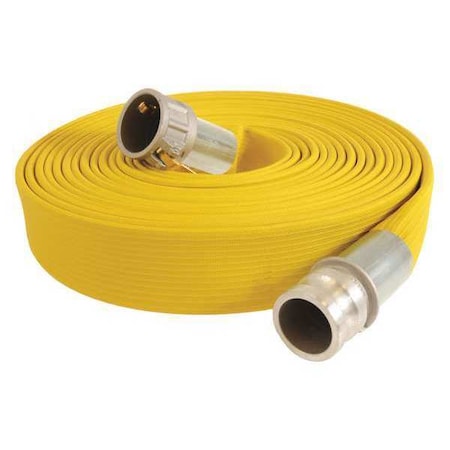 1-1/2 ID X 50 Ft Rubber Water Discharge Hose 250 PSI YL