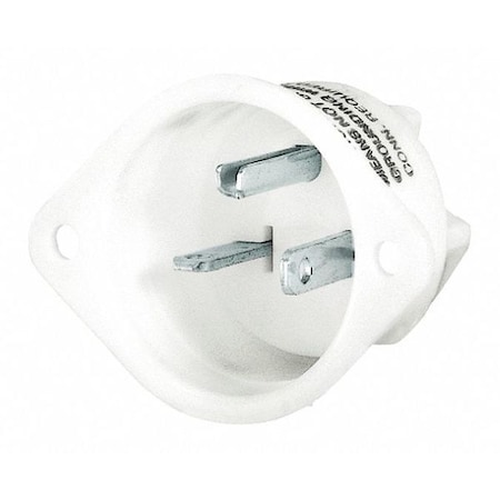 Flanged Receptacle, 20 A Amps, 125V AC, Panel Mount, Inlet Outlet, 5-20R, White