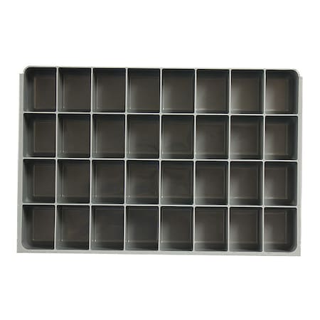 Compartment Drawer Insert With 32 Compartments, Polypropylene, 3 H X 18 In W
