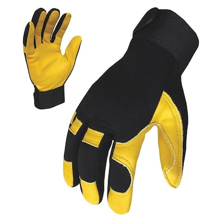 Mechanics Gloves, XL, Black/Gold, Single Layer, Stretch Nylon