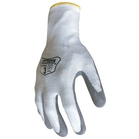 Polyurethane Coated Gloves, Palm Coverage, White/Gray, M, PR