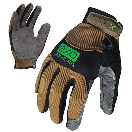 Mechanics Gloves, S, Tan/Green, Single Layer, Stretch Nylon/Neoprene