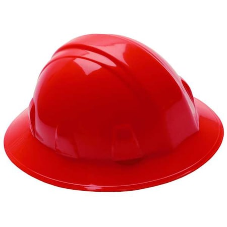 Full Brim Hard Hat, Type 1, Class E, Ratchet (4-Point), Red