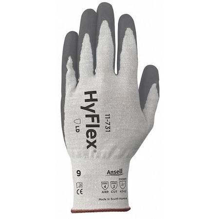 Cut Resistant Coated Gloves, 2 Cut Level, Polyurethane, 9, 1 PR