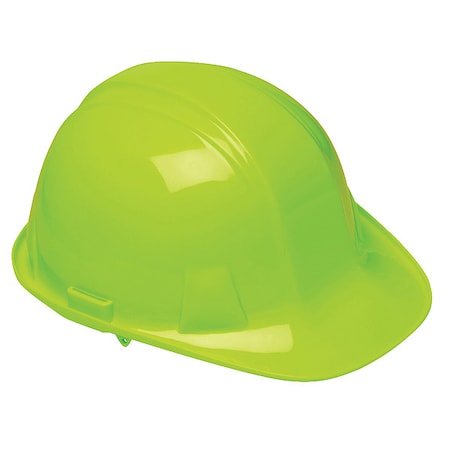Front Brim Hard Hat, Type 1, Class E, Ratchet (4-Point), Hi-Vis Green