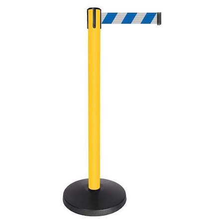 Barrier Post,Yllw,Blue/Wht Striped Belt