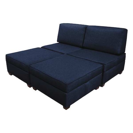 King Sleeper Sofa With Storage, Ocean Blue