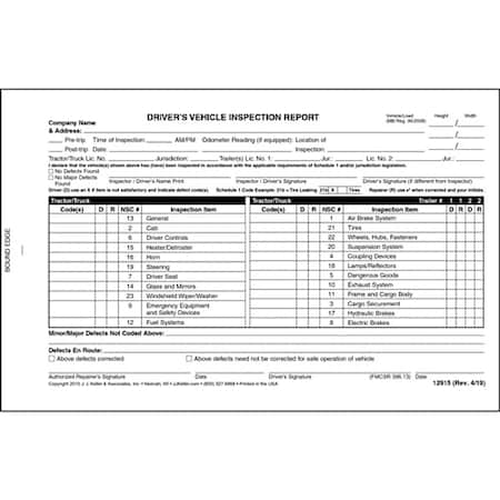 Canadian Driver Vehicle Inspection Form