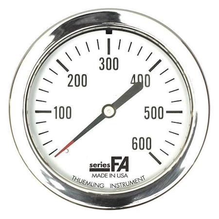 Compound Gauge, -30 To 0 To 600 Psi, 1/4 In MNPT, Plastic, Black