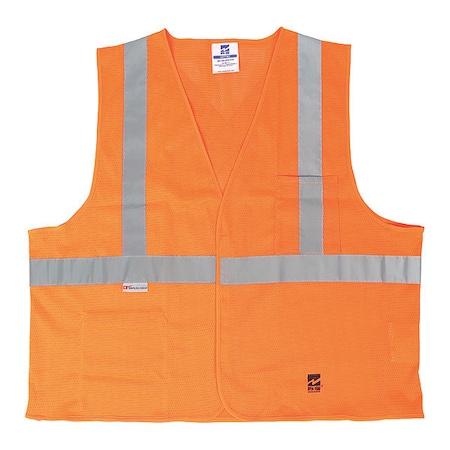 Safety Vest,Polyester,Org,S/M,PK25