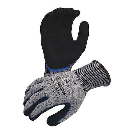 Commander 13 Ga. ANSI A4 Cut Resistant Gloves, Double Sandy Foam Nitrile Palm Coating, L