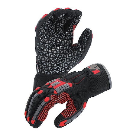 Mechanics Gloves, 2XL, Black/Red