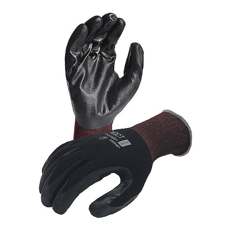 Karbonhex Premium 15 Ga. Nylon/Spandex, Flat Nitrile Palm Coating, Black/Red Cuff, 2XL