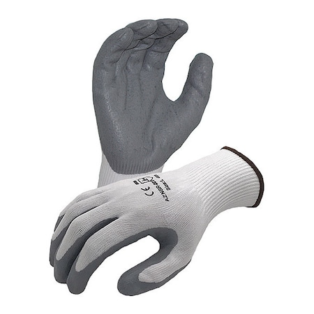 15 Ga. Nylon/Lycra Gray Gloves, Black Textured Foam Nitrile Palm Coating, XL