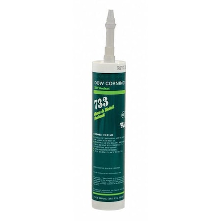 Glass & Metal Sealant, 10.1 Oz, Cartridge, Clear, Silicone Elastomer Base