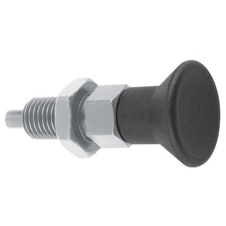 Indexing Plunger, Size: 2, D1= M12X1.5, D=6, Style B, Non-Lockout W. Locknut, SS Not Hardened