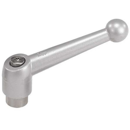 Adjustable Handle, Size: 2 1/4-20 Zinc, Silver Metallic, Comp: Stainless Steel