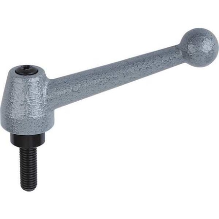 Adjustable Handle, Ball Style, All Steel, Size: 1 3/8-16X45 Steel, Painted Finish Gray Hammertone