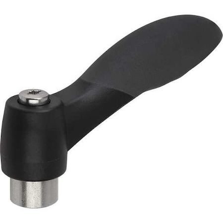 Adjustable Handle, Soft Touch, Size: 1 1/4-20, Plastic Black RAL 7021, Comp: Stainless Steel