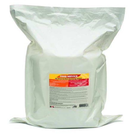 Food Service Wipes Refill, White, Bag, Food Service Contact Surfaces, 500 Wipes, 6 In X 8 In, Fresh