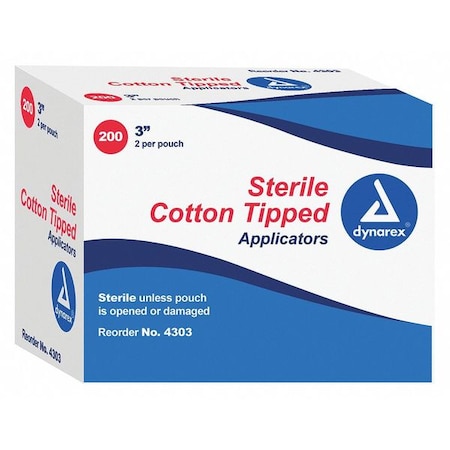 Cotton Tip Swab, Non-Sterile, 3 L, PK1000