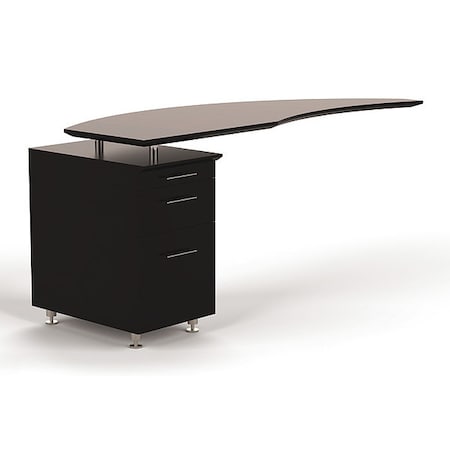 Left Curved Desk Return, 24 D, 63 W, 29-1/2 H, Mocha Laminate