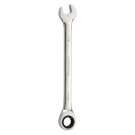 Ratcheting Combination Wrench, SAE, 6 1/2 In Length, 7/16 In Head, 12 Points