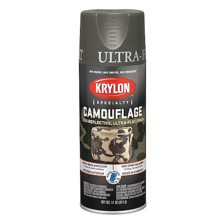 Spray Paint, Olive, Ultra-Flat, 11 Oz.