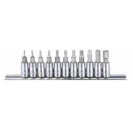 1/4 Drive Socket Bit Set, SAE, 11 Pcs