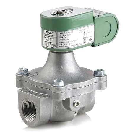 120/60V AC Aluminum Fuel Gas Solenoid Valve, Normally Closed, 3/4 Pipe Size