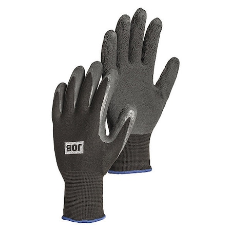 Latex Coated Gloves, Palm Coverage, Black, 2XL, PR