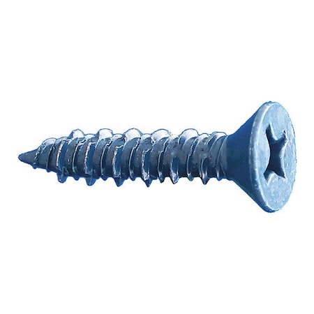 Dagger-Con Concrete Screw, 1/4 Dia., Flat, 1 3/4 L, DAGGER-GUARD BLUE, 2000 PK