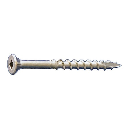 Deck Screw, #10 X 2-1/2 In, 18-8 Stainless Steel, Flat Head, Square Drive, 2000 PK