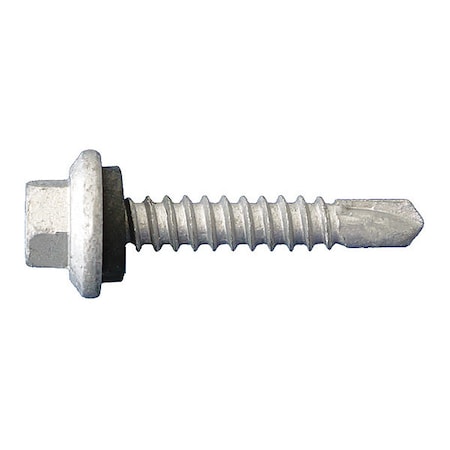 Self-Drilling Screw, #14 X 3/4 In, Dagger Guard Steel Hex Head Hex Drive, 2500 PK