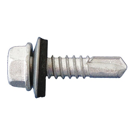 Self-Drilling Screw, #14 X 3/4 In, Dagger Guard Steel Hex Head Hex Drive, 3000 PK