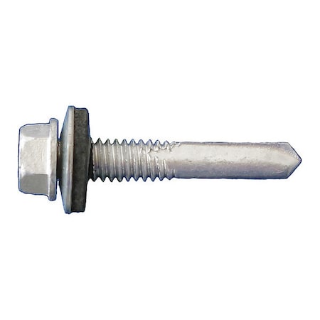 Self-Drilling Screw, #14-20 X 2 In, Dagger Guard Steel Hex Head Hex Drive, 1500 PK