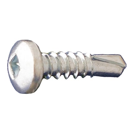 Self-Drilling Screw, #8 X 3/4 In, Clear Zinc Plated Steel Pan Head Square Drive, 10000 PK