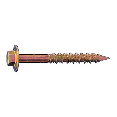 Dagger-Con Concrete Screw, 3/8 Dia., Hex, 3 L, Yellow Zinc, 200 PK