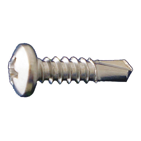 Self-Drilling Screw, #10 X 1 In, 410 Stainless Steel Pan Head Phillips Drive, 5000 PK