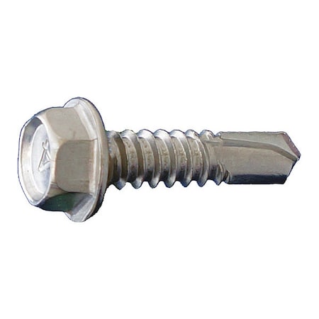 Self-Drilling Screw, #14 X 4 In, Dagger Guard Long Life Coating 410 Stainless Steel Hex Head 500 PK