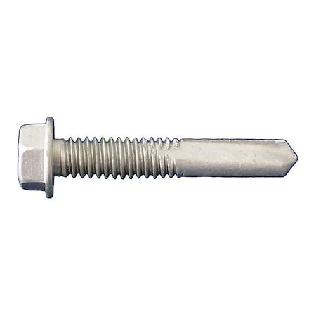 Self-Drilling Screw, #12-24 X 2 In, Dagger Guard Steel Hex Head Hex Drive, 2000 PK