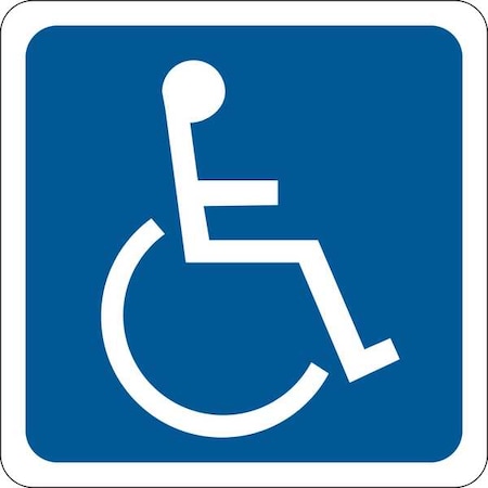 Handicap Parking Sign, 6 W, 6 H, No Text, Fiberglass, Blue, White