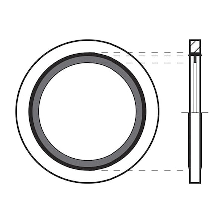 Sealing Washer, Fits Bolt Size M8 Steel/Buna-N, Cadmium Plated Finish
