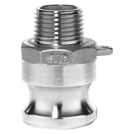 Cam And Groove Fitting, 304SS, F, 3/4 Adapter X 3/4 Male NPT